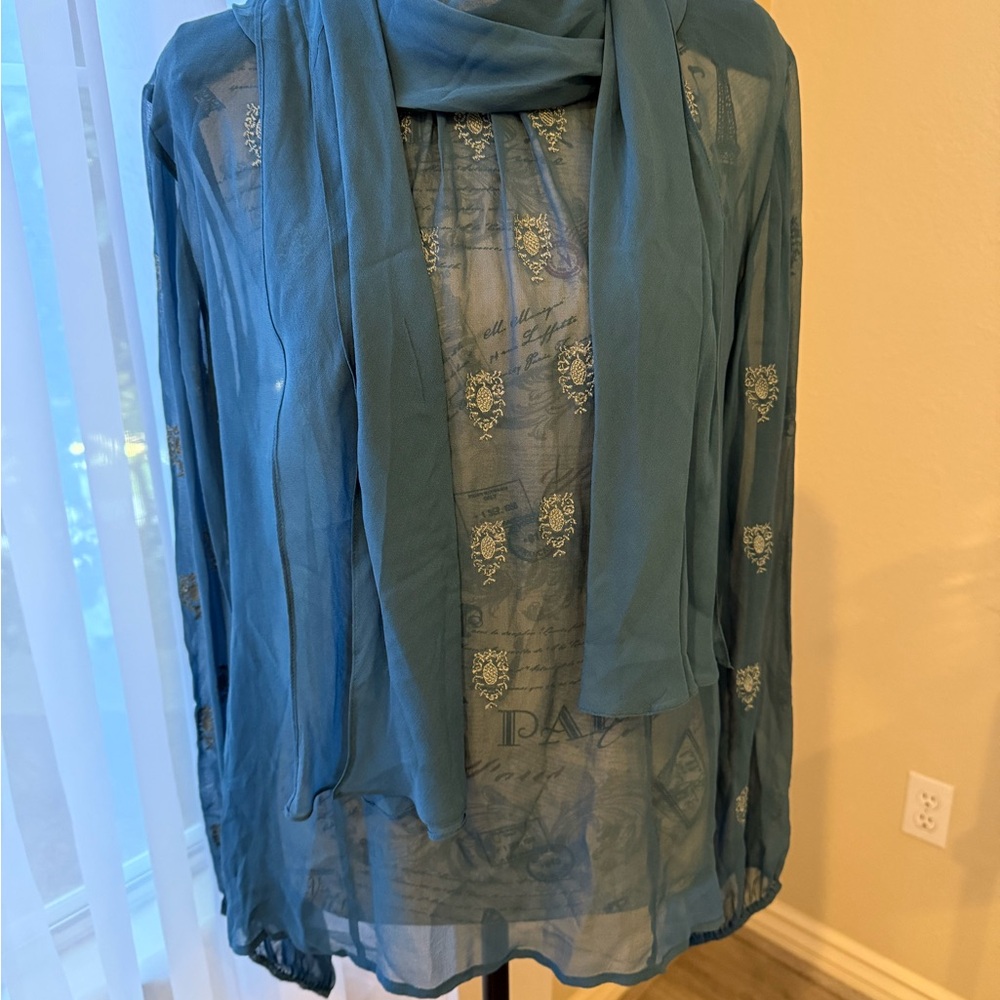 Catherine Malandrino Light Blue Sheer Top